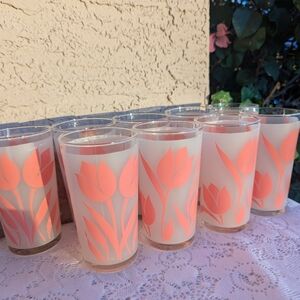 Floral Frosted Glass Tumblers - Set of 8